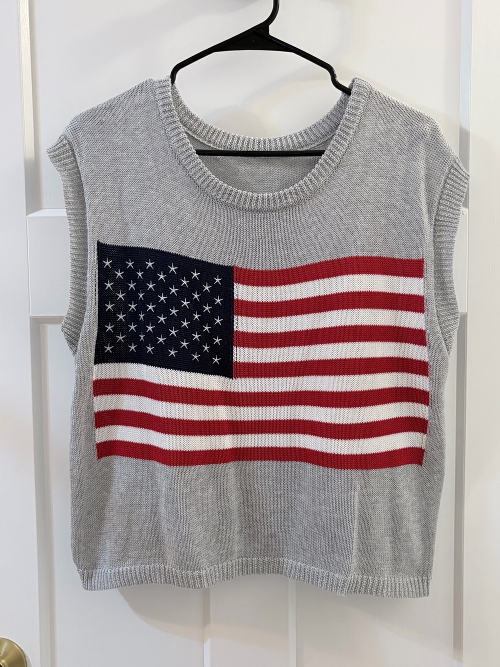 Gray Flag Knit Sweater Vest -